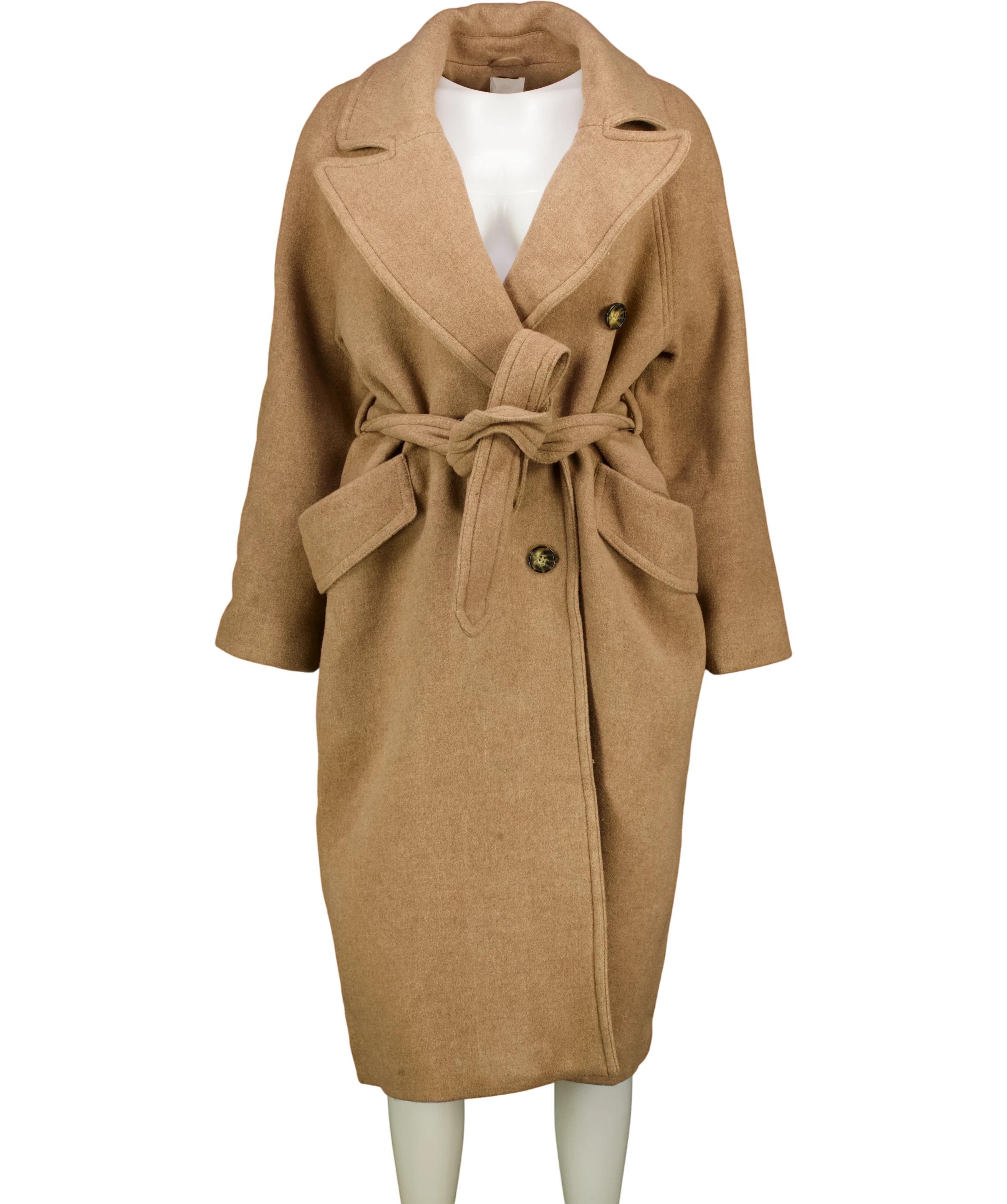 H&M Beige Wool Blend Camel Coat UK S