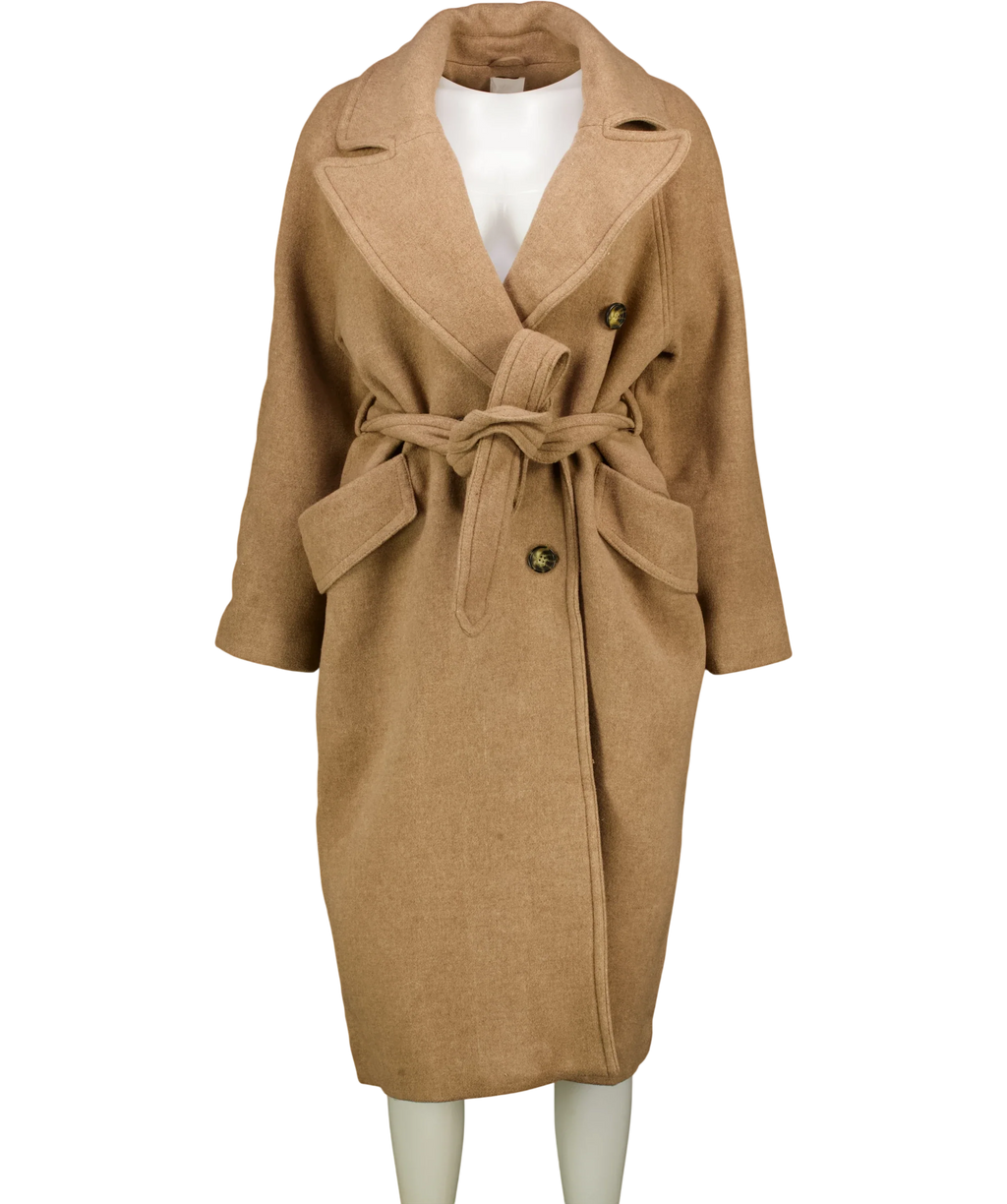 H&M Beige Wool Blend Camel Coat UK S