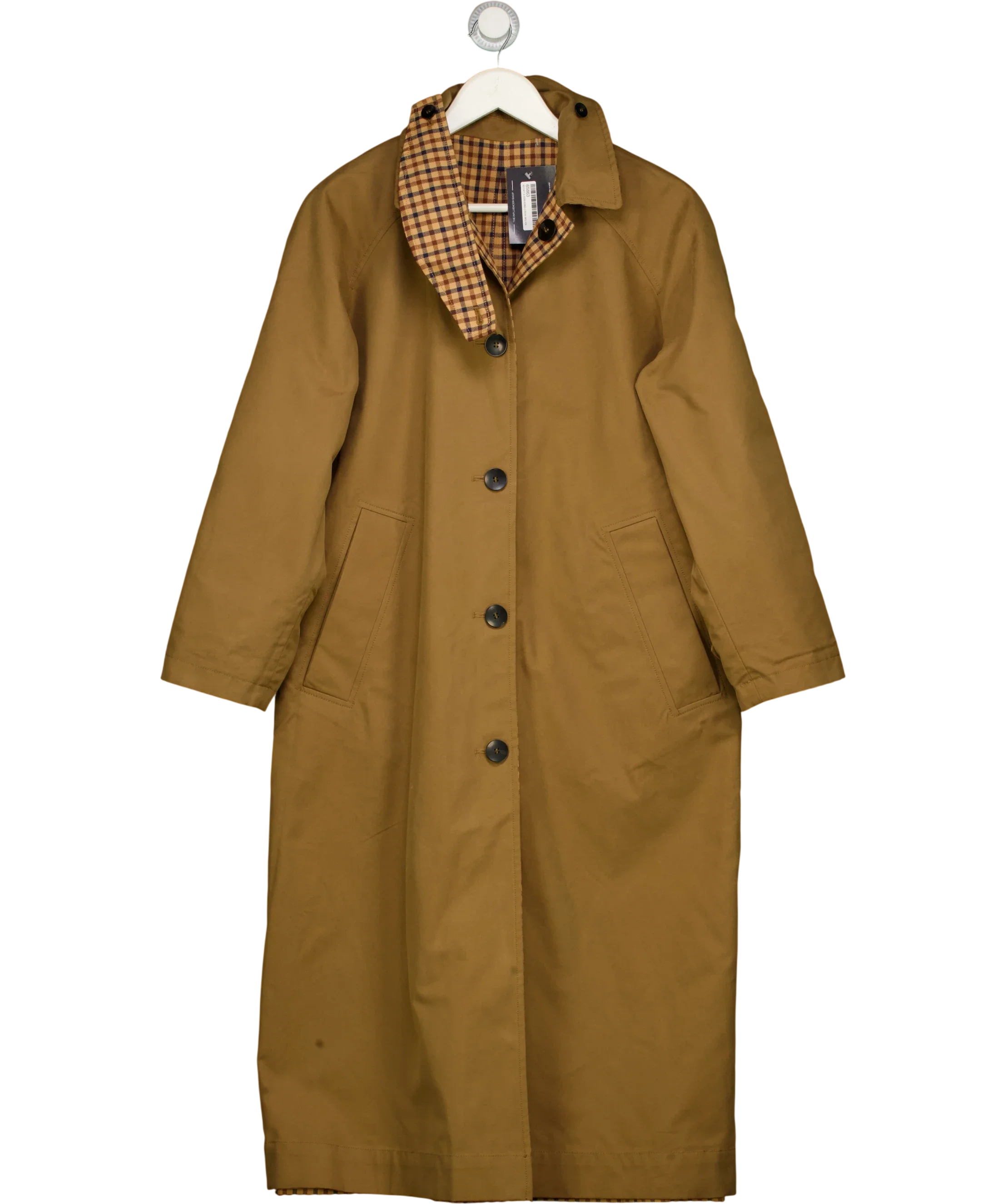 ZARA Beige Zw Collection Reversible Checks Trench Coat UK XS