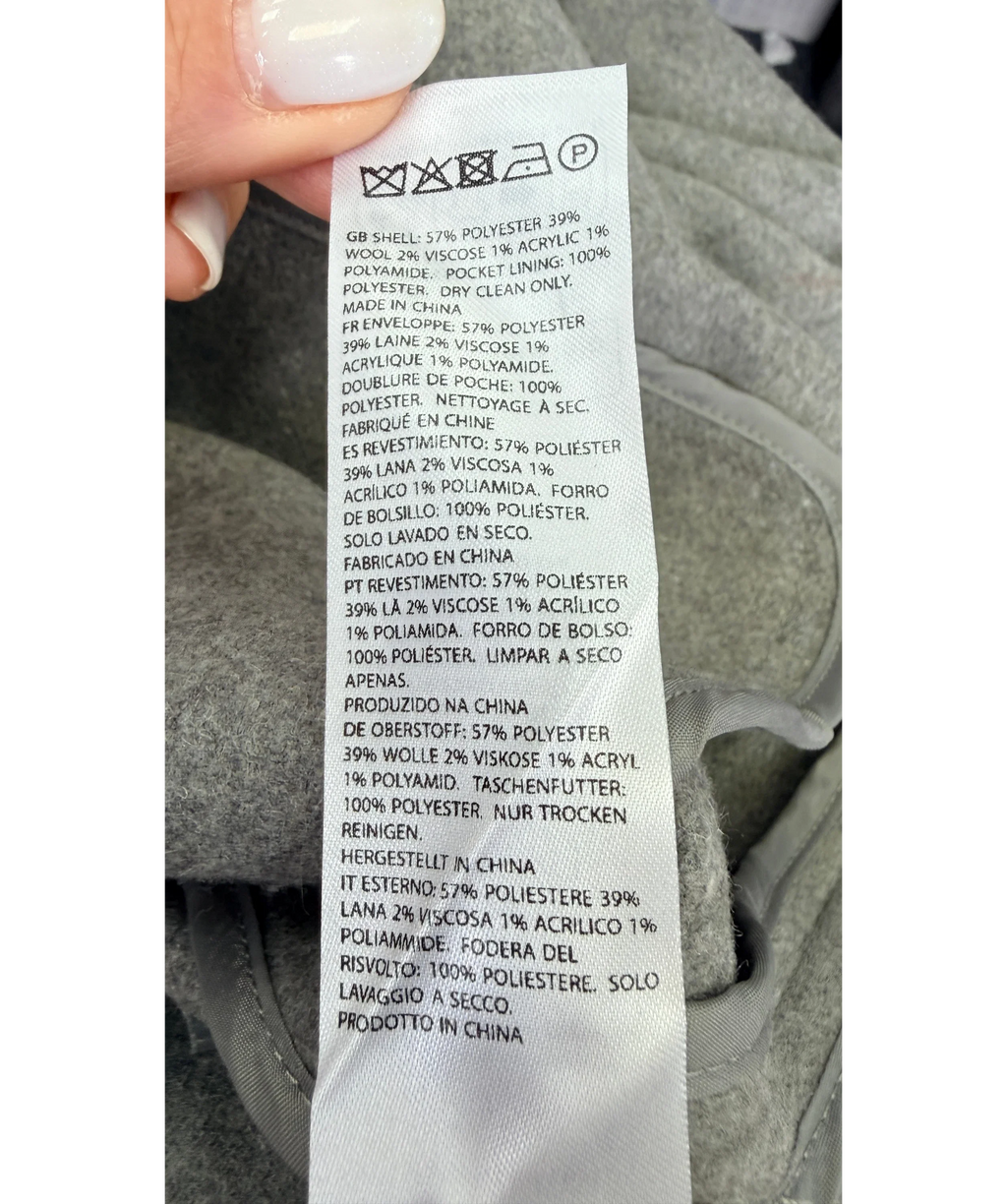 NA-KD Double Breasted Wool Blend Short Jacket With Scarf Grey 36 UK 8