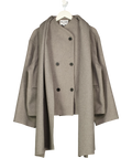 NA-KD Double Breasted Wool Blend Short Jacket With Scarf Grey 36 UK 8