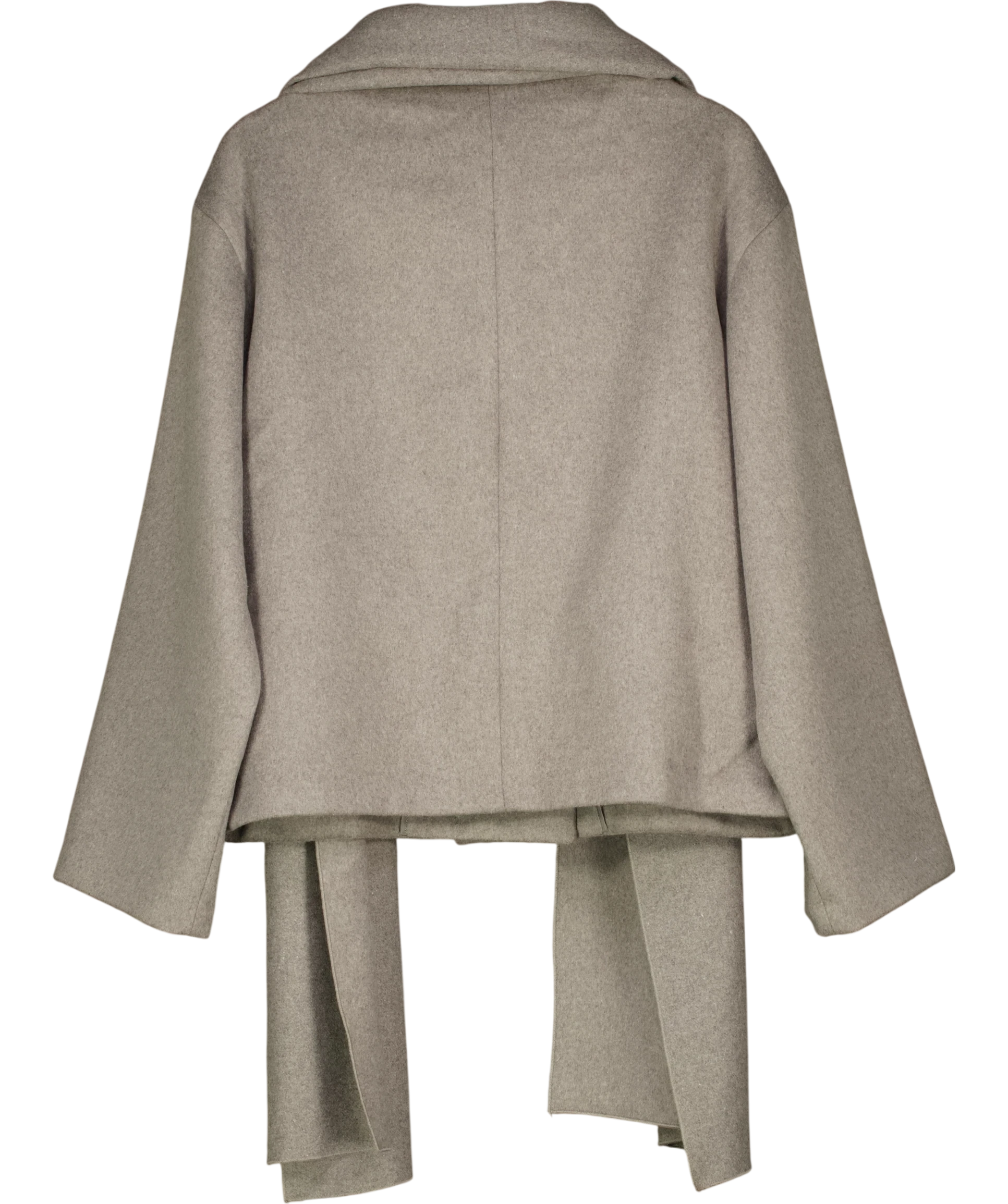 NA-KD Double Breasted Wool Blend Short Jacket With Scarf Grey 36 UK 8