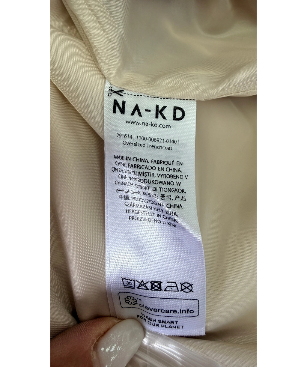NA-KD Oversized Trenchcoat Beige 36 UK 8