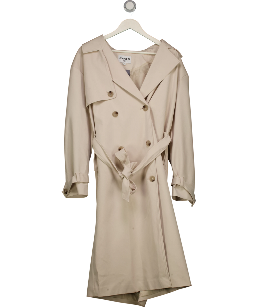 NA-KD Oversized Trenchcoat Beige 36 UK 8 — Front