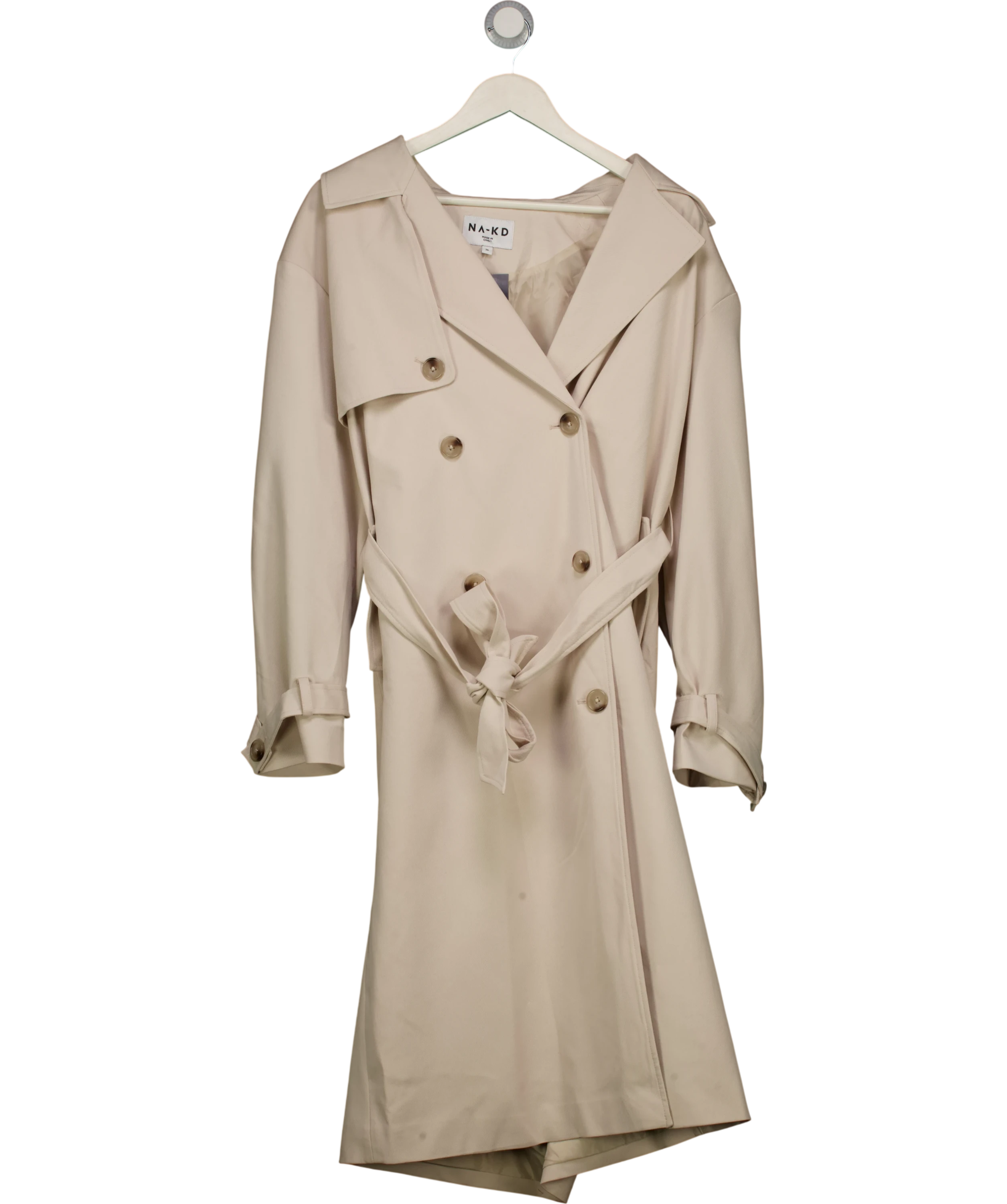 NA-KD Oversized Trenchcoat Beige 36 UK 8 — Front