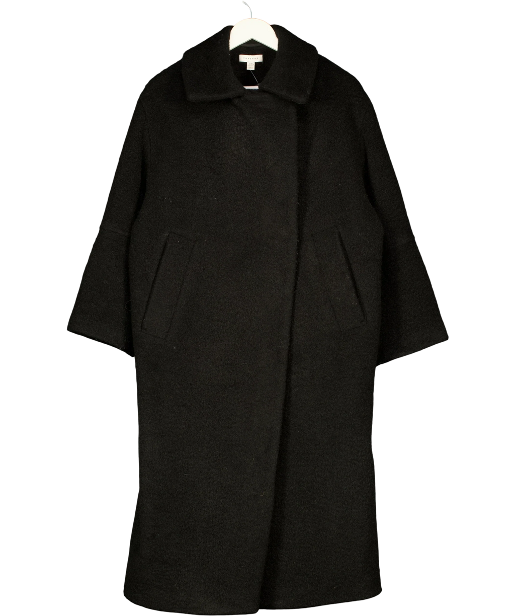 TOPSHOP Black Brushed Longline Overcoat UK XS