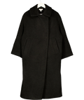 TOPSHOP Black Brushed Longline Overcoat UK XS