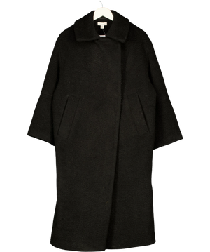 TOPSHOP Black Brushed Longline Overcoat UK XS