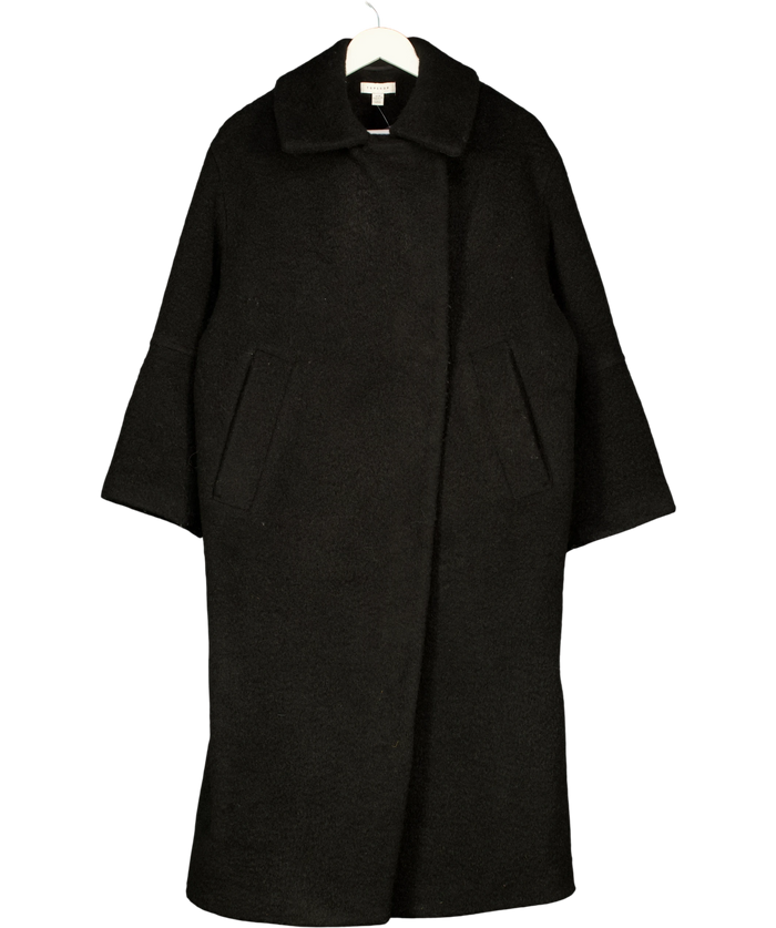 TOPSHOP Black Brushed Longline Overcoat UK XS