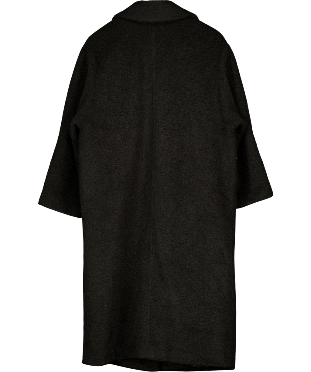 TOPSHOP Black Brushed Longline Overcoat UK XS