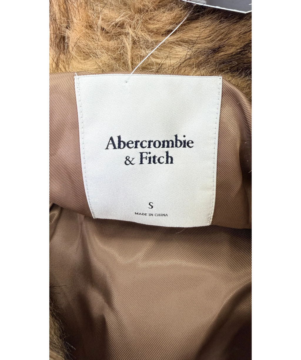 ABERCROMBIE & FITCH Brown Brown Faux Fur Long Coat, size UK S — detail