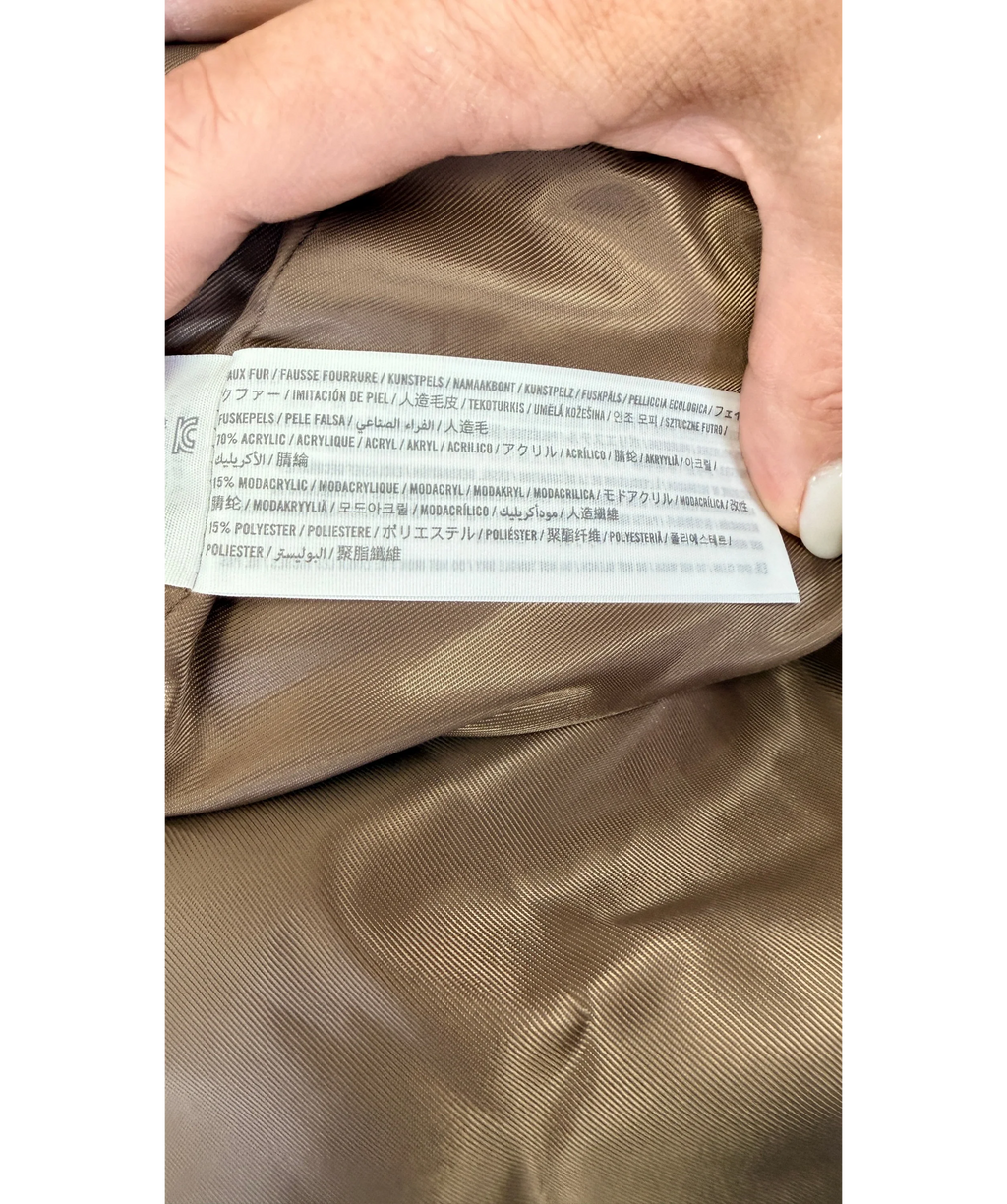 ABERCROMBIE & FITCH Brown Brown Faux Fur Long Coat, size UK S — care label
