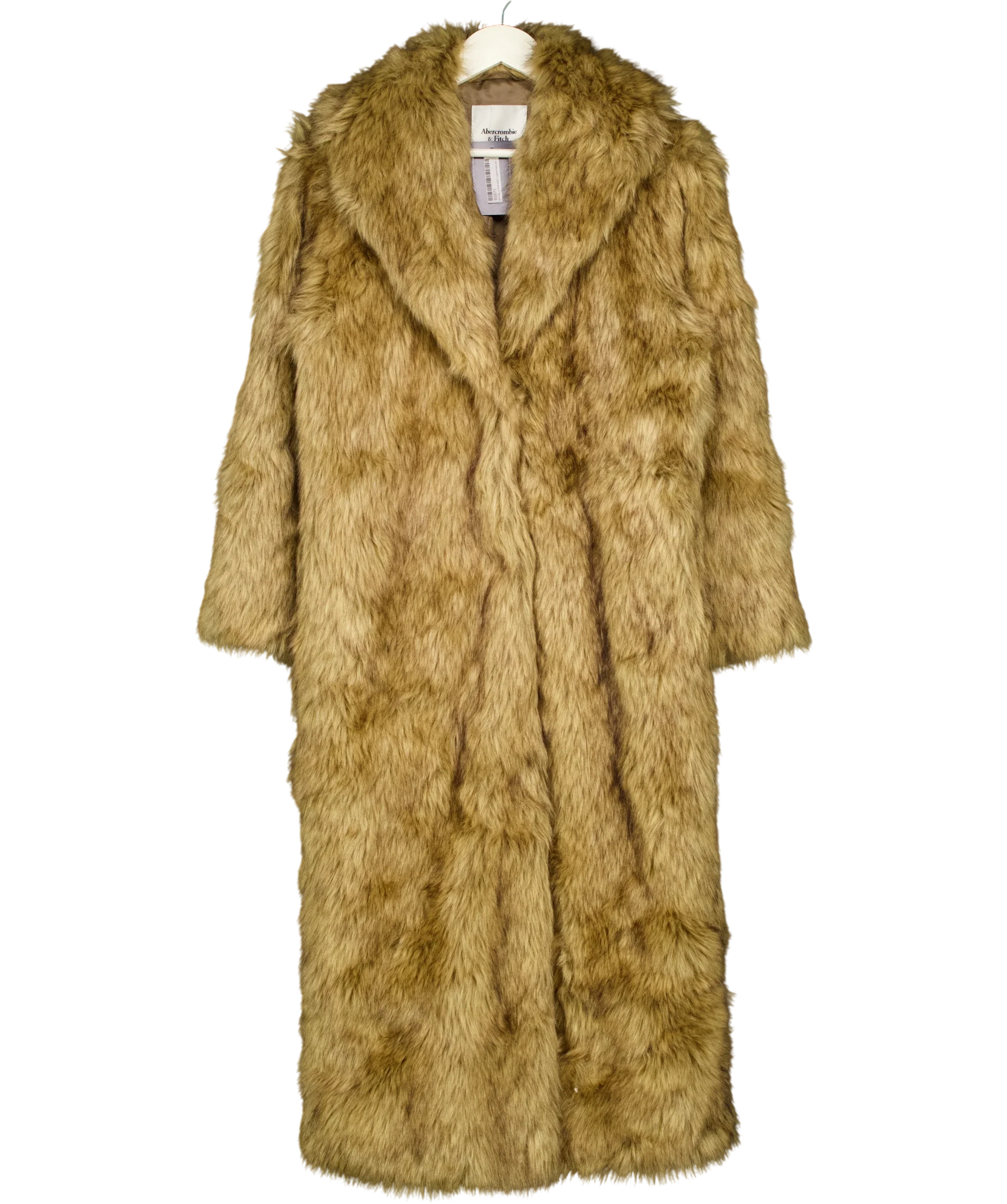 ABERCROMBIE & FITCH Brown Brown Faux Fur Long Coat, size UK S — front