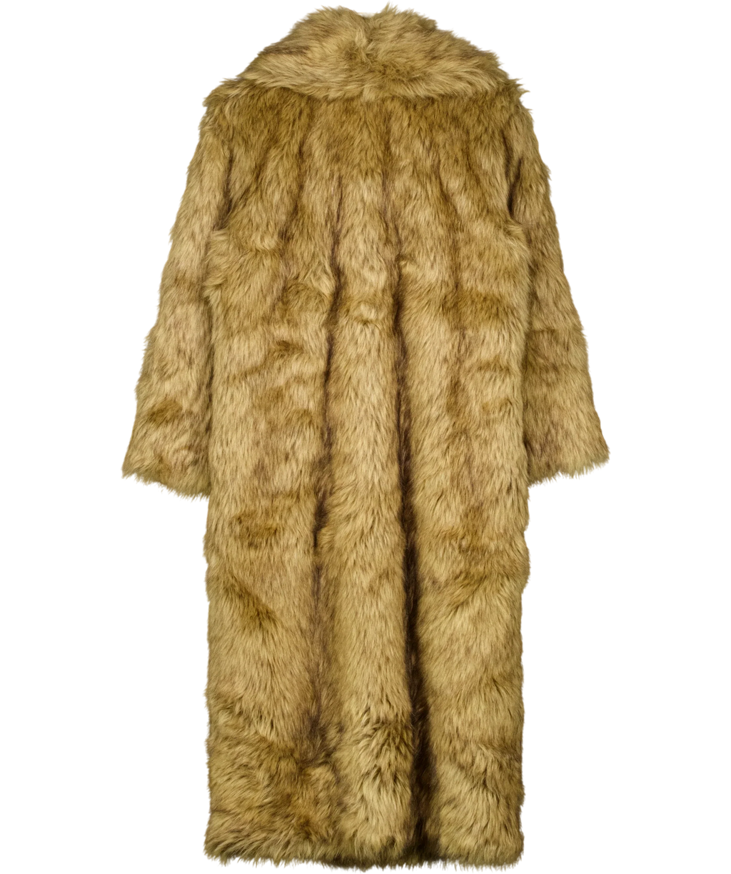 ABERCROMBIE & FITCH Brown Brown Faux Fur Long Coat, size UK S — back
