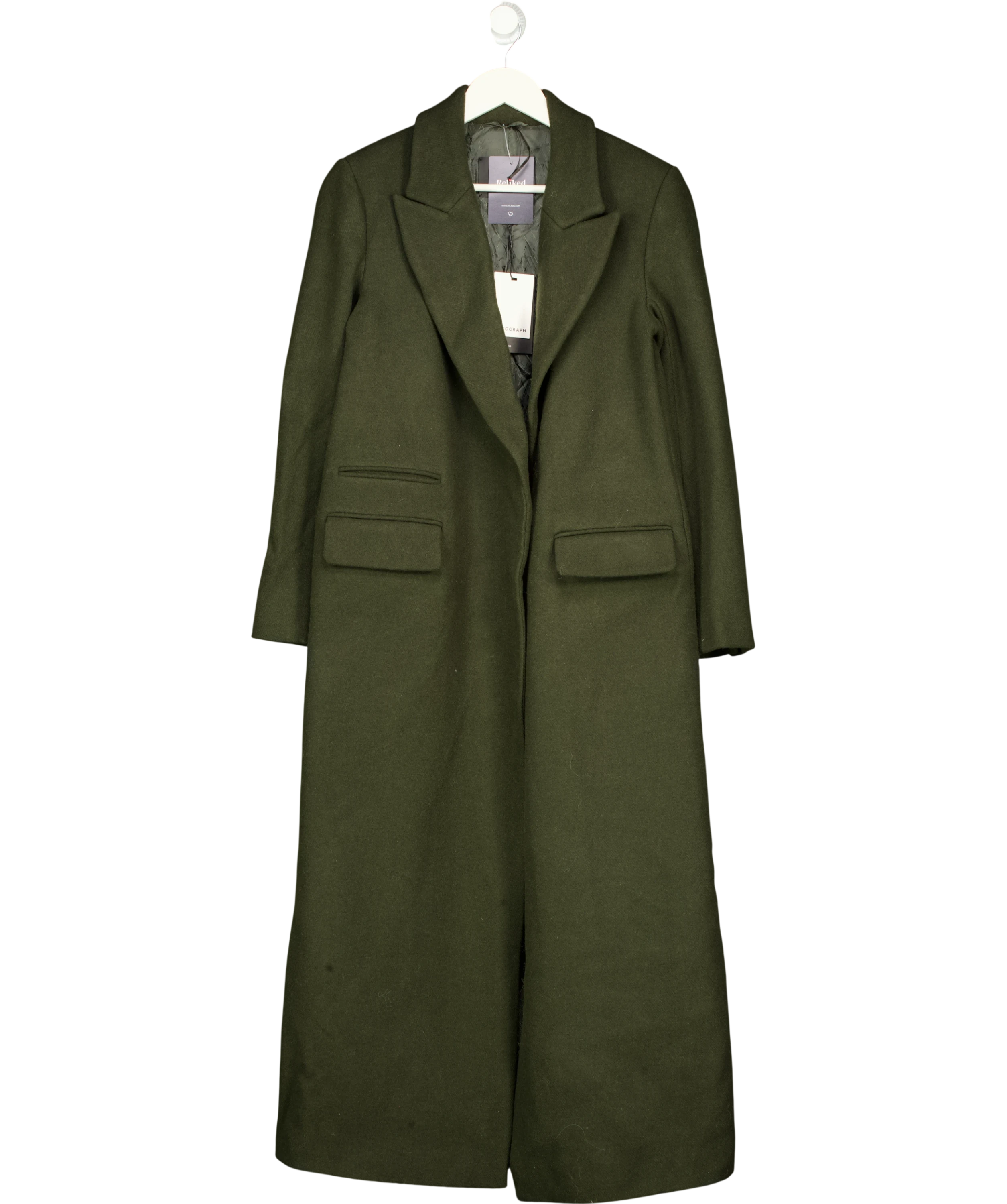 M&S Autograph Moss Green Wool Coat UK 8 — Front