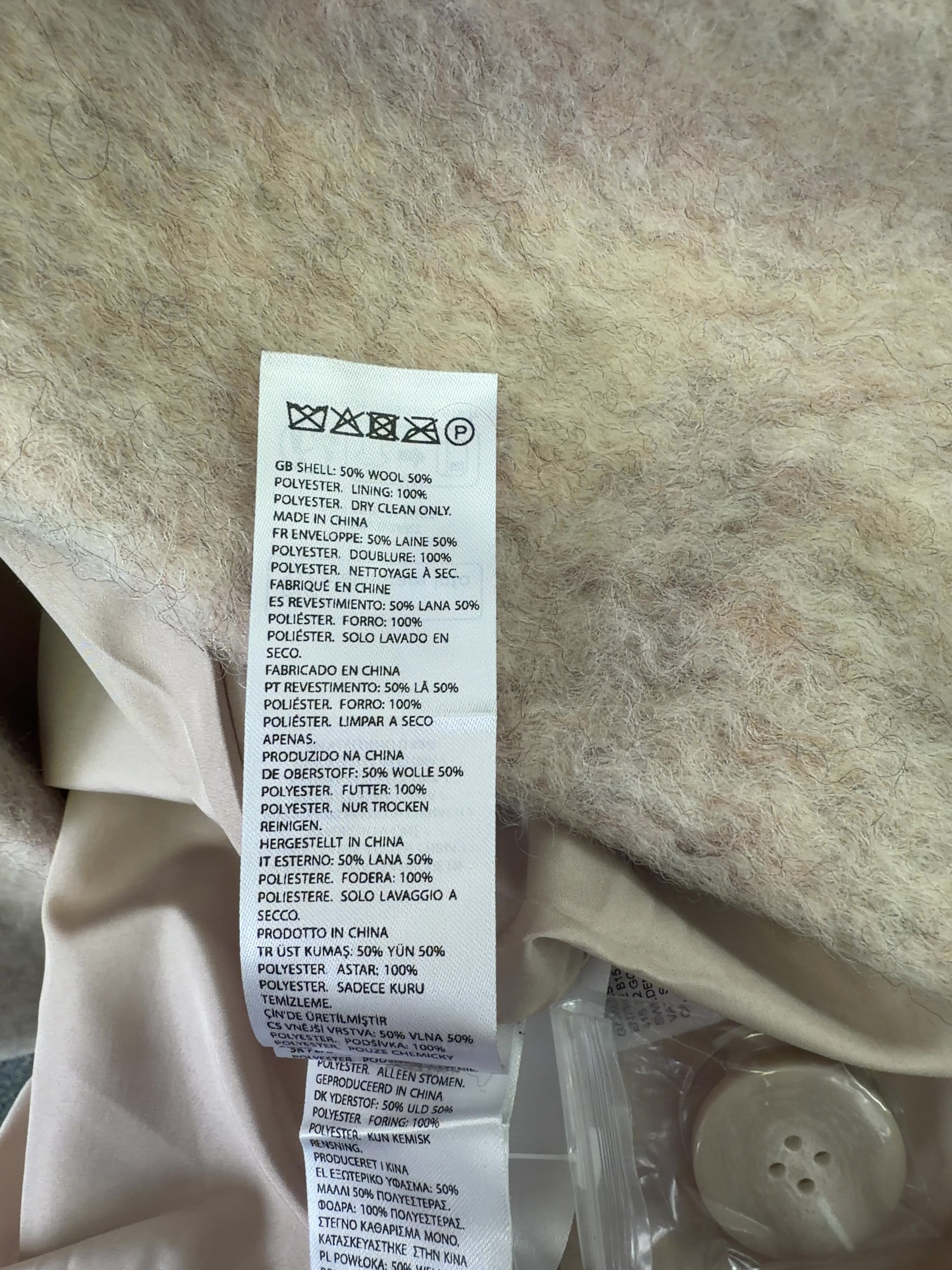 NA-KD Double Breasted Wool Blend Coat Beige 36 UK 8