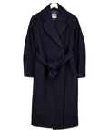 & OTHER STORIES Voluminous Belted Wool Coat Navy Blue UK S