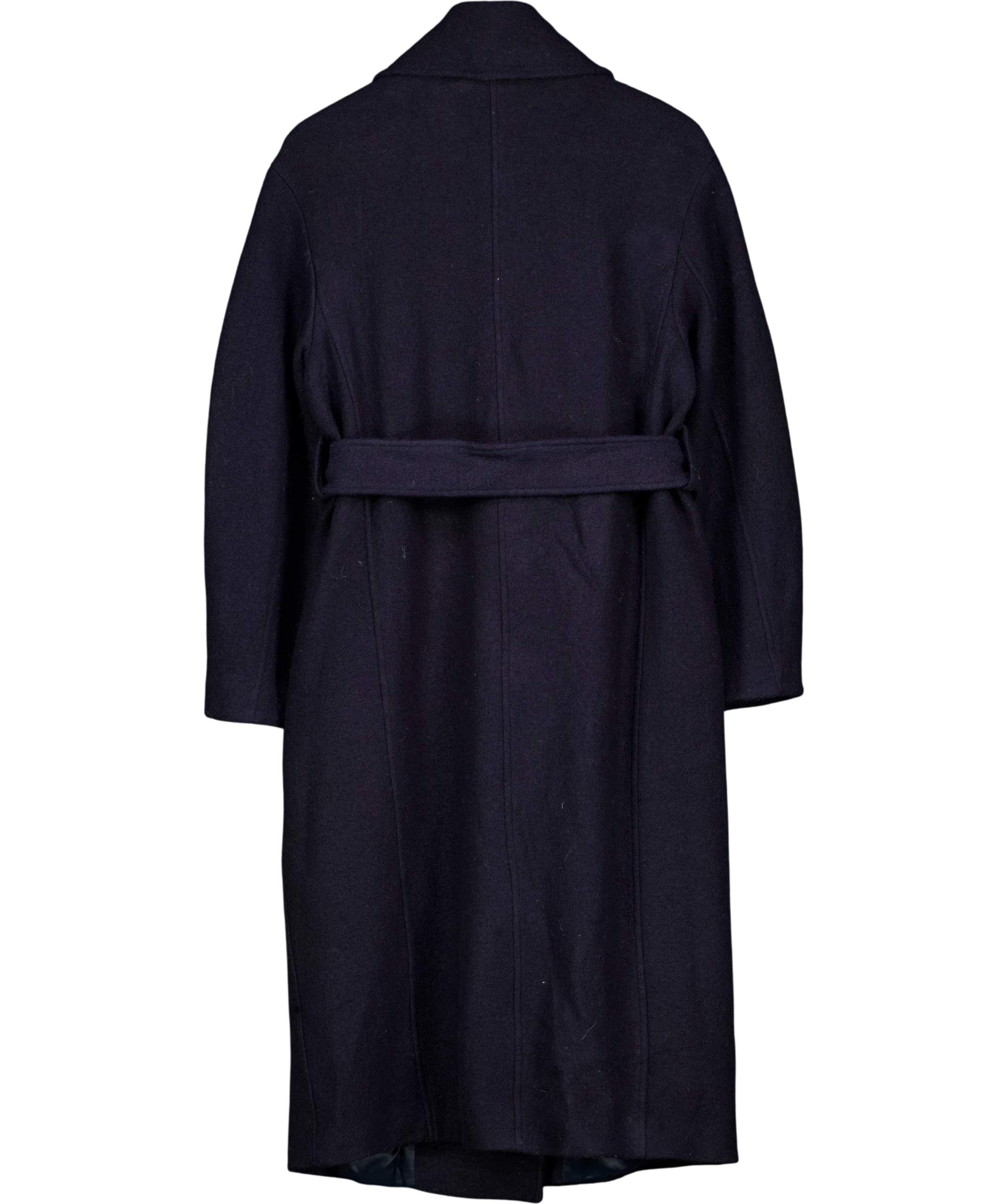 & OTHER STORIES Voluminous Belted Wool Coat Navy Blue UK S