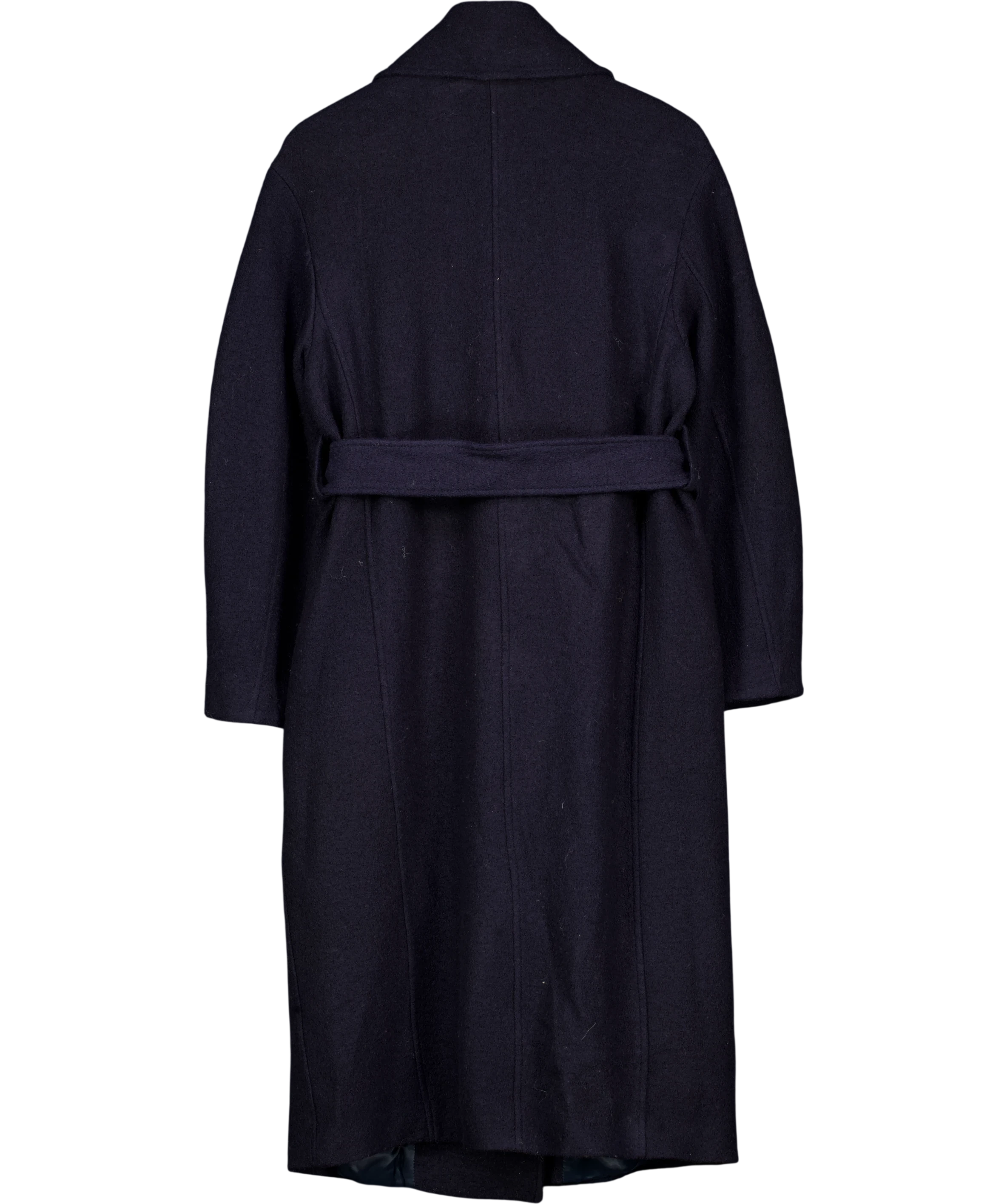 & OTHER STORIES Voluminous Belted Wool Coat Navy Blue UK S