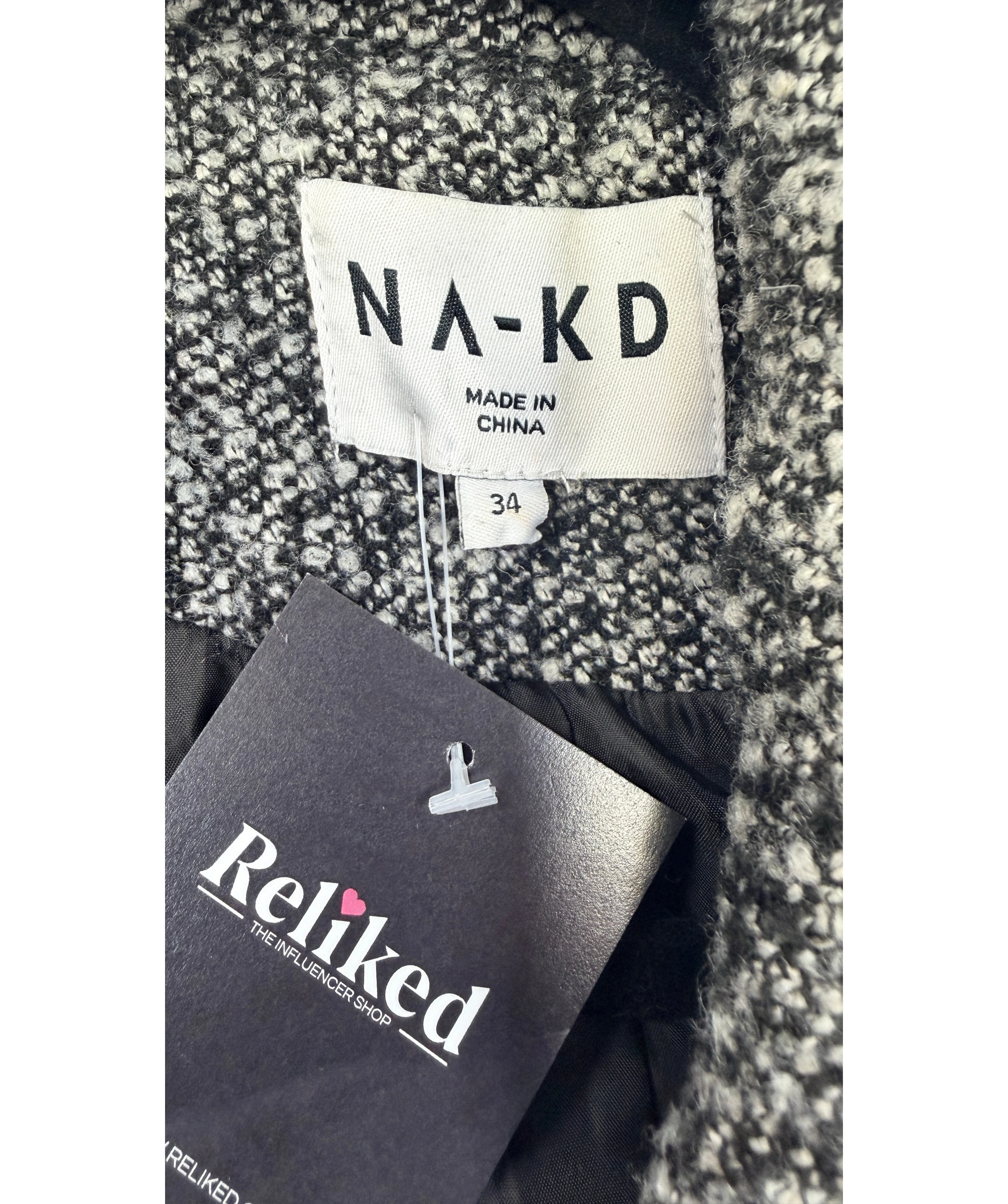 NA-KD Sharp Shoulder Maxi Coat Black 34 UK 6