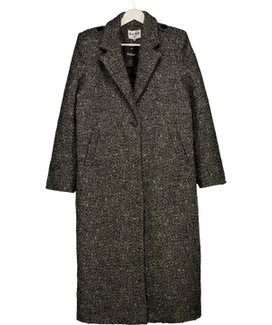 NA-KD Sharp Shoulder Maxi Coat Black 34 UK 6
