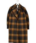 H&M Oversized Wool-blend Coat Brown Check UK 10 — Front