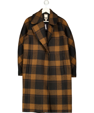 H&M Oversized Wool-blend Coat Brown Check UK 10