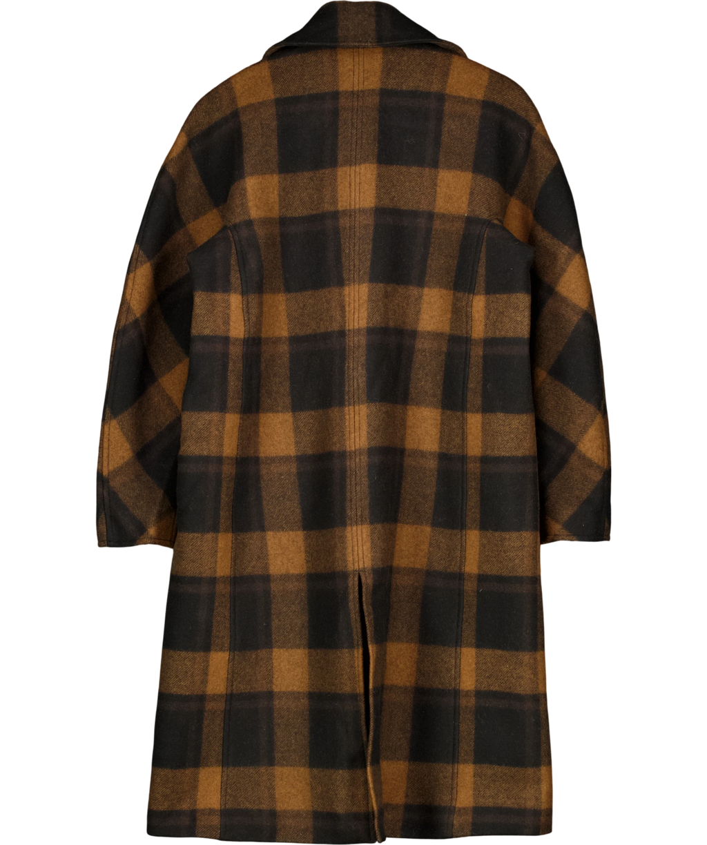 H&M Oversized Wool-blend Coat Brown Check UK 10 — Back