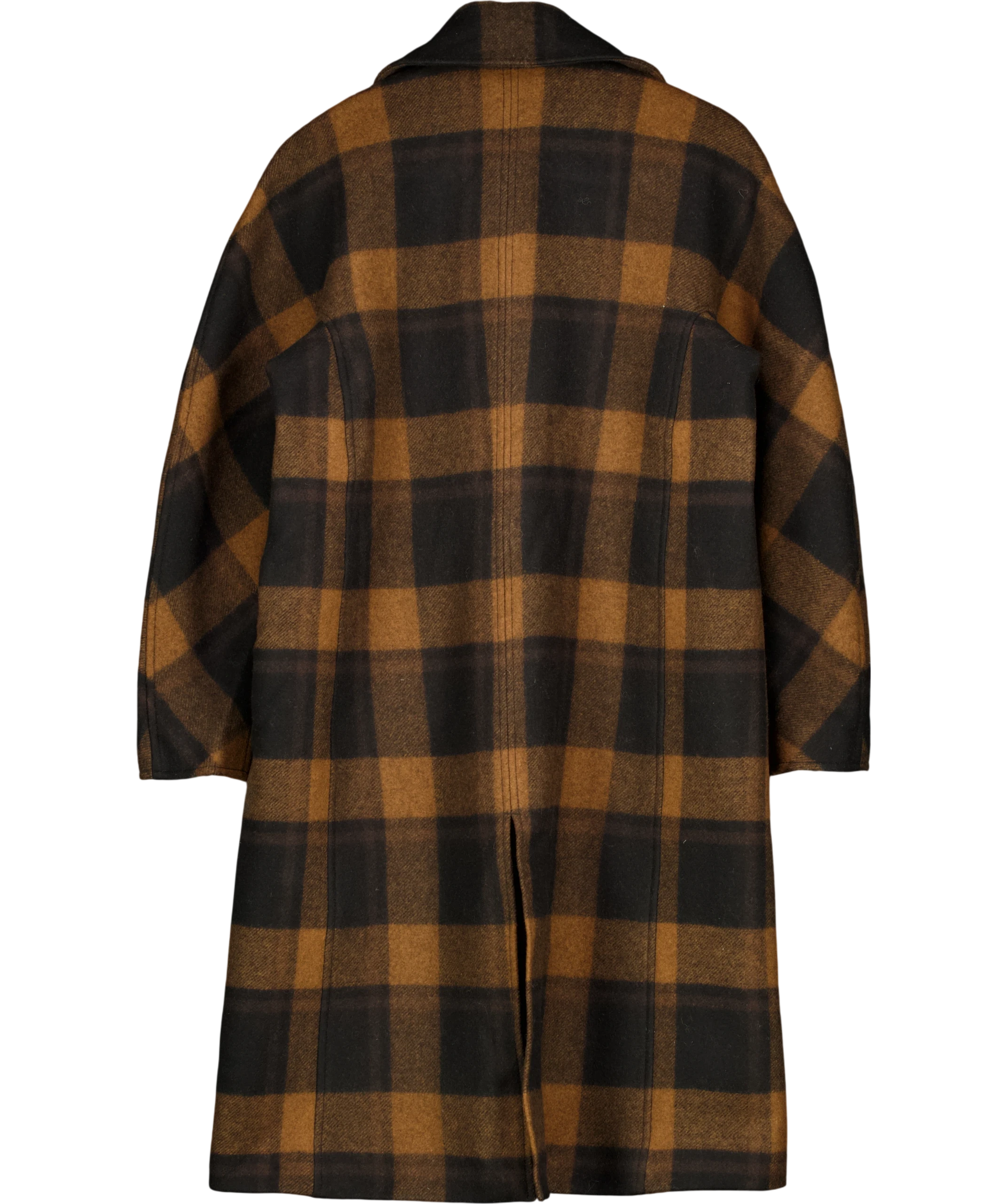 H&M Oversized Wool-blend Coat Brown Check UK 10 — Back