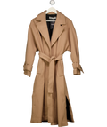 ZARA Belted Wool Blend Coat Camel Beige UK S