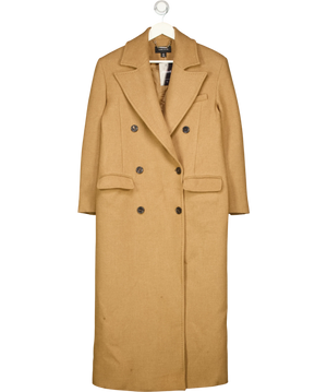 KAREN MILLEN Beige Camel Wool Double Breasted Tailored Maxi Coat UK 10