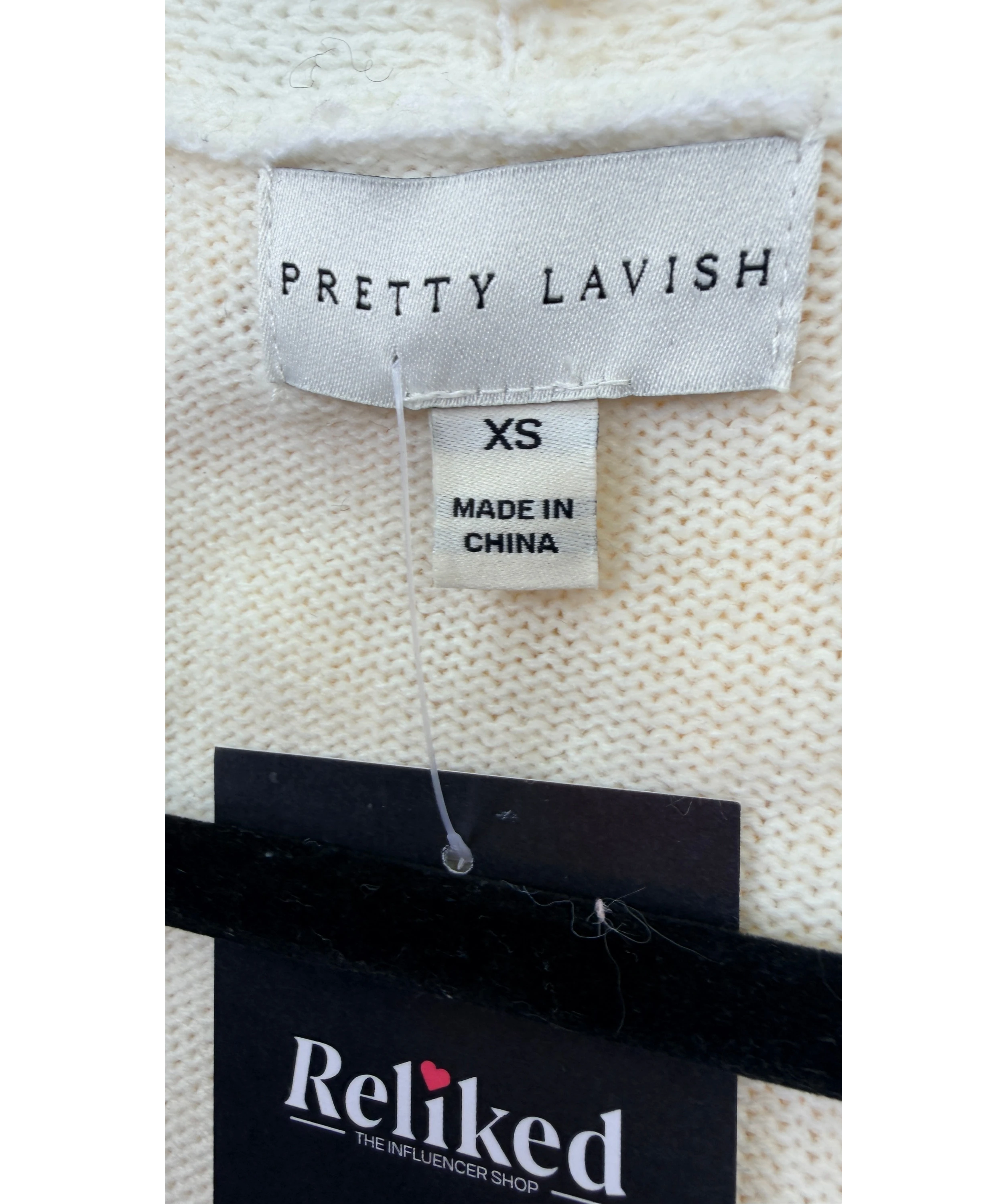 PRETTY LAVISH Cream Belted Longline Cardigan UK XS