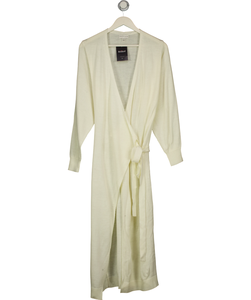 PRETTY LAVISH Cream Belted Longline Cardigan UK XS