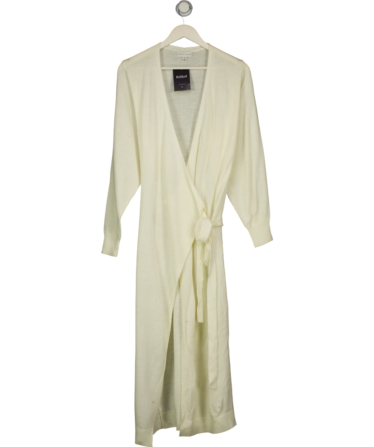 PRETTY LAVISH Cream Belted Longline Cardigan UK XS