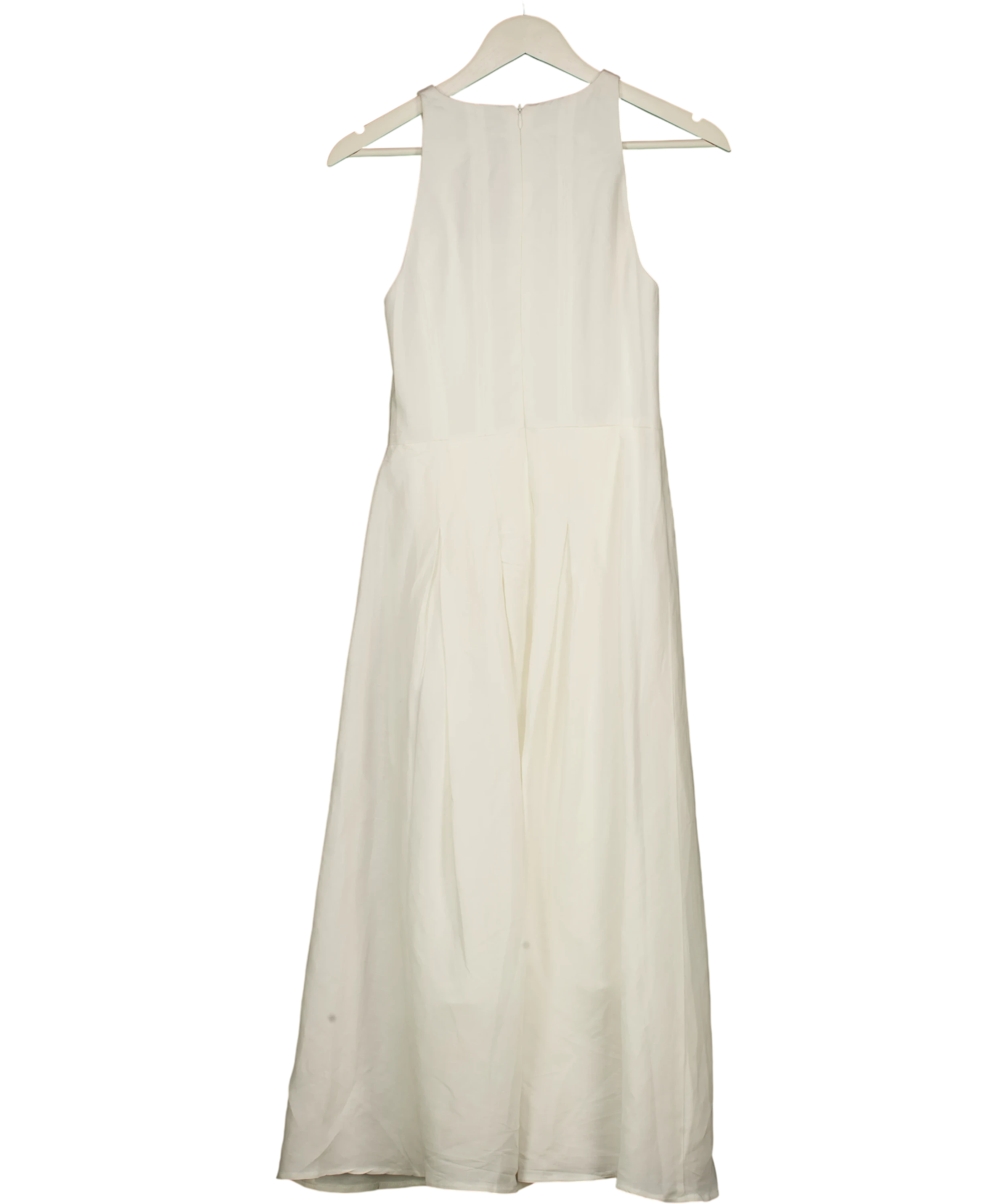 KAREN MILLEN Cream Viscose Linen Woven Belted Midi Dress Whit UK 8 — Back