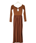 H&M Brown Sculpted Gathered Jersey Midi Dress UK XS — Front