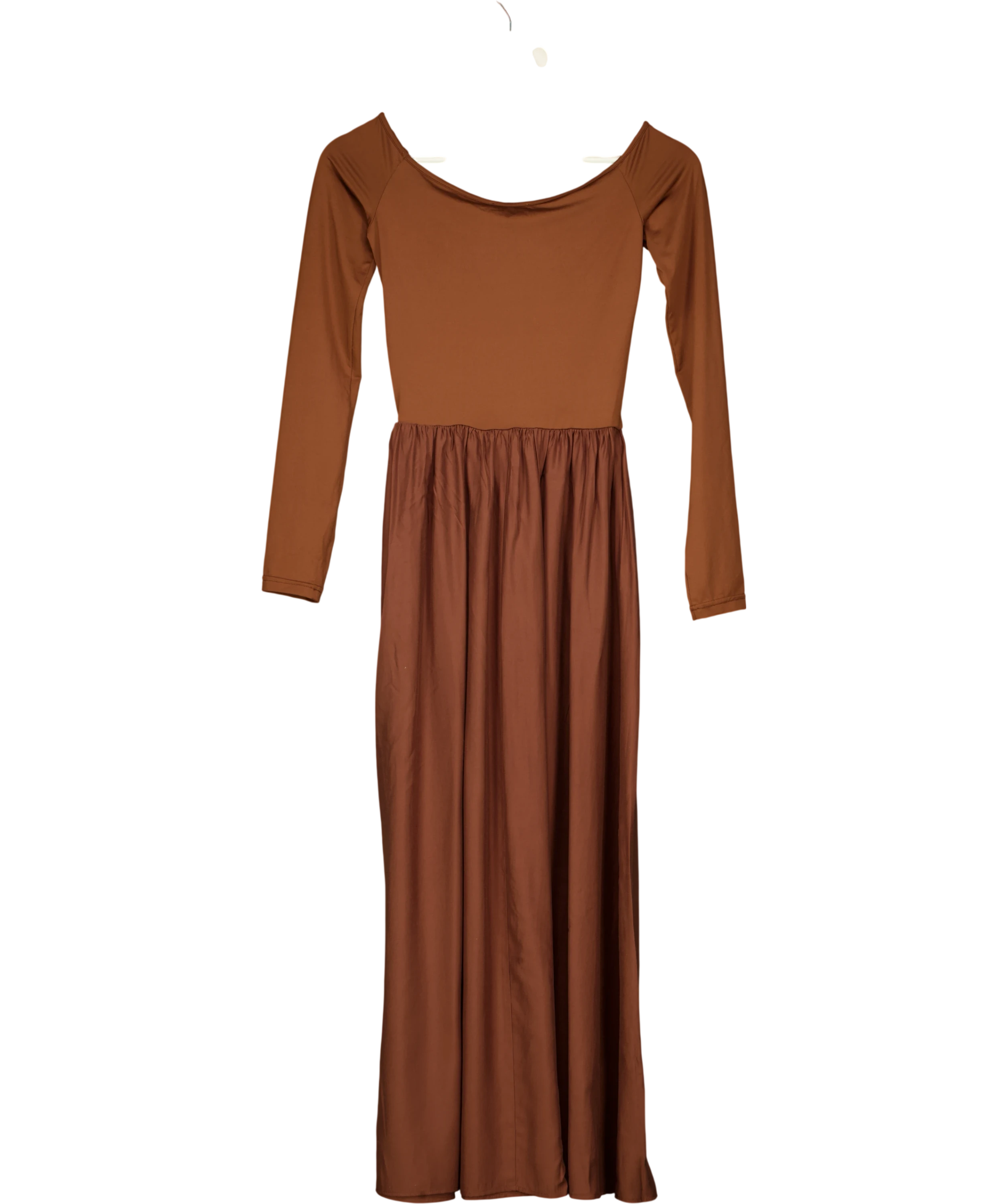 H&M Brown Sculpted Gathered Jersey Midi Dress UK XS — Back