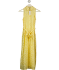 KAREN MILLEN Cotton Broderie Belted Woven Maxi Shirt Dress Lemon  Yellow UK 6