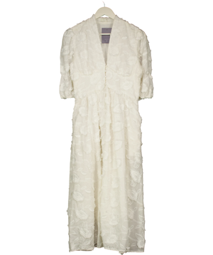 Vita Grace White Sierra Embroidered Cotton Summer Day Dress UK S
