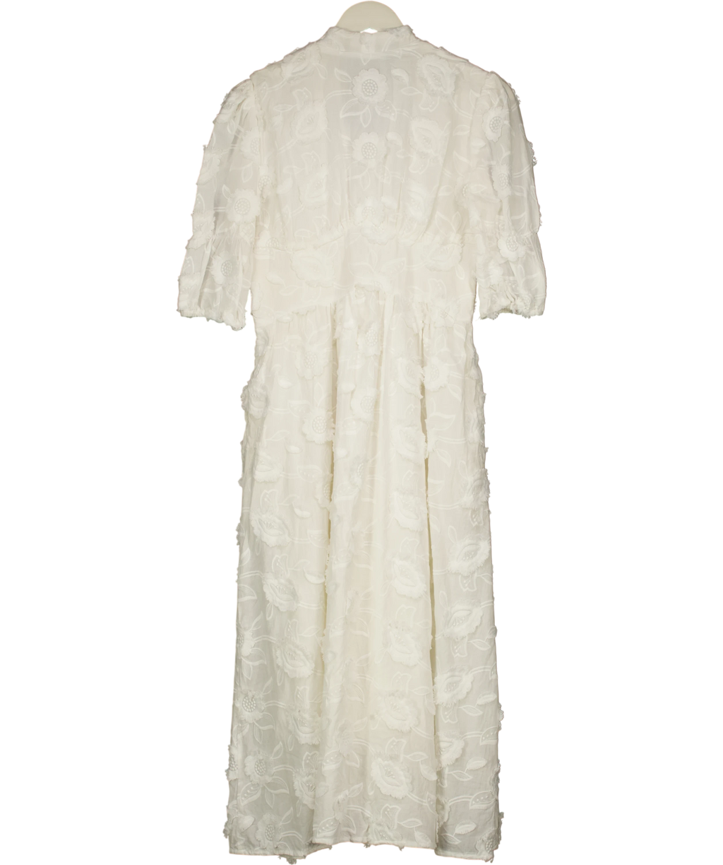 Vita Grace White Sierra Embroidered Cotton Summer Day Dress UK S — Back