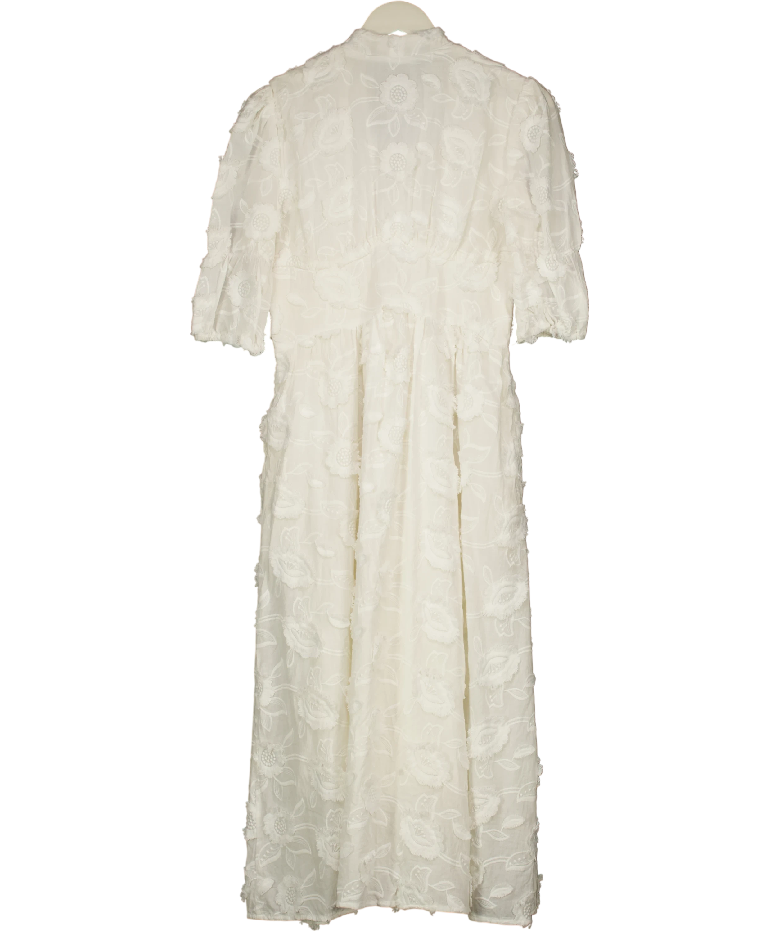 Vita Grace White Sierra Embroidered Cotton Summer Day Dress UK S — Back