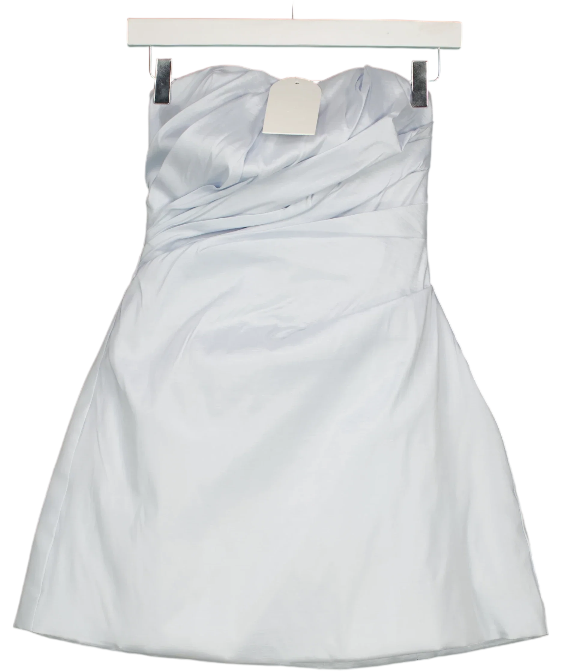 Meshki Blue Gathered Taffeta Mini Dress UK XS — Front