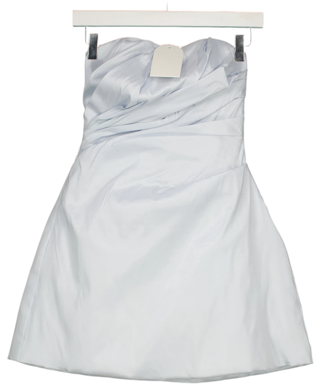 Meshki Blue Gathered Taffeta Mini Dress UK XS — Front