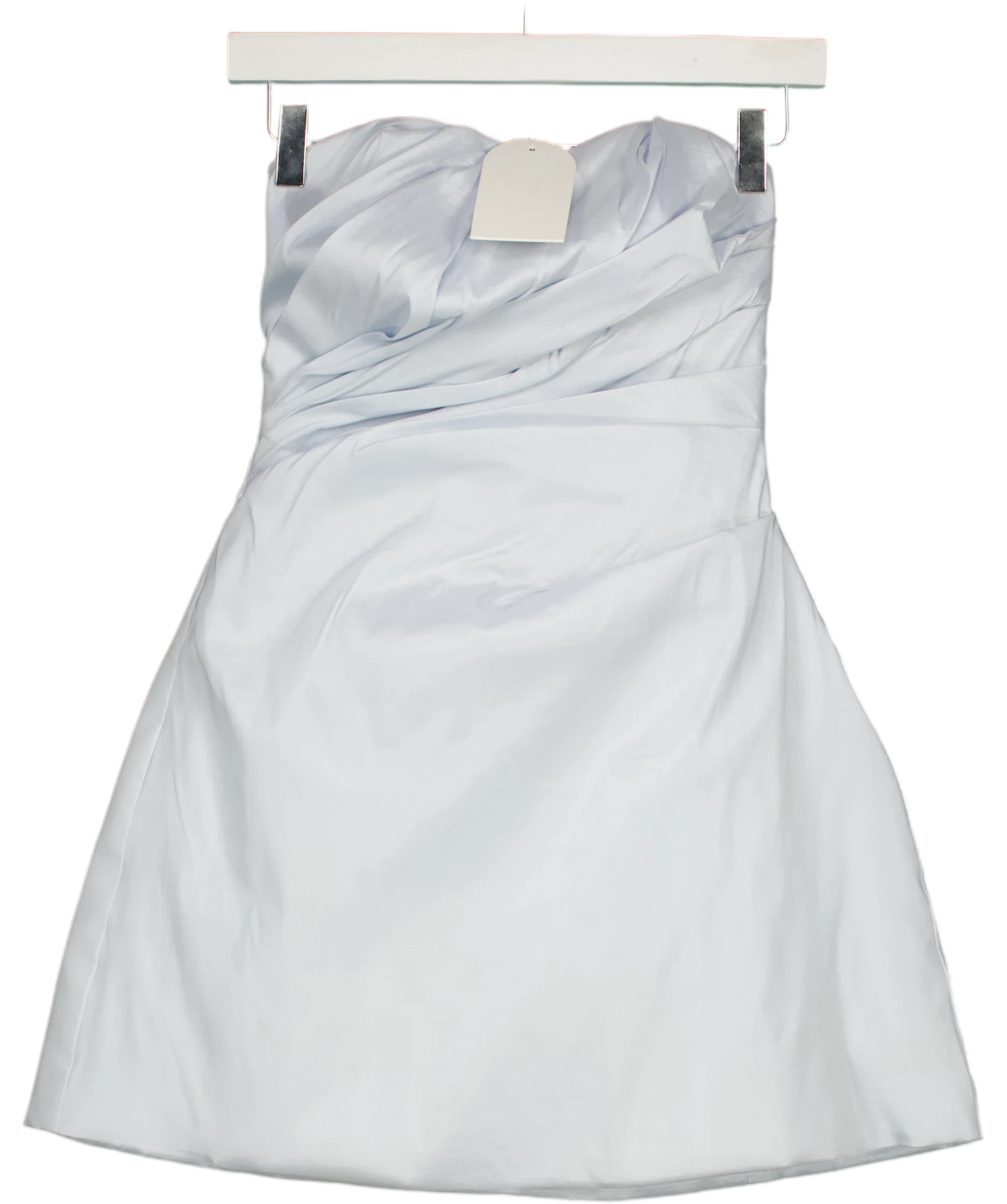 Meshki Blue Gathered Taffeta Mini Dress UK XS — Front
