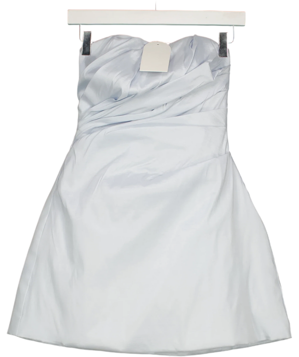 Meshki Blue Gathered Taffeta Mini Dress UK XS — Front