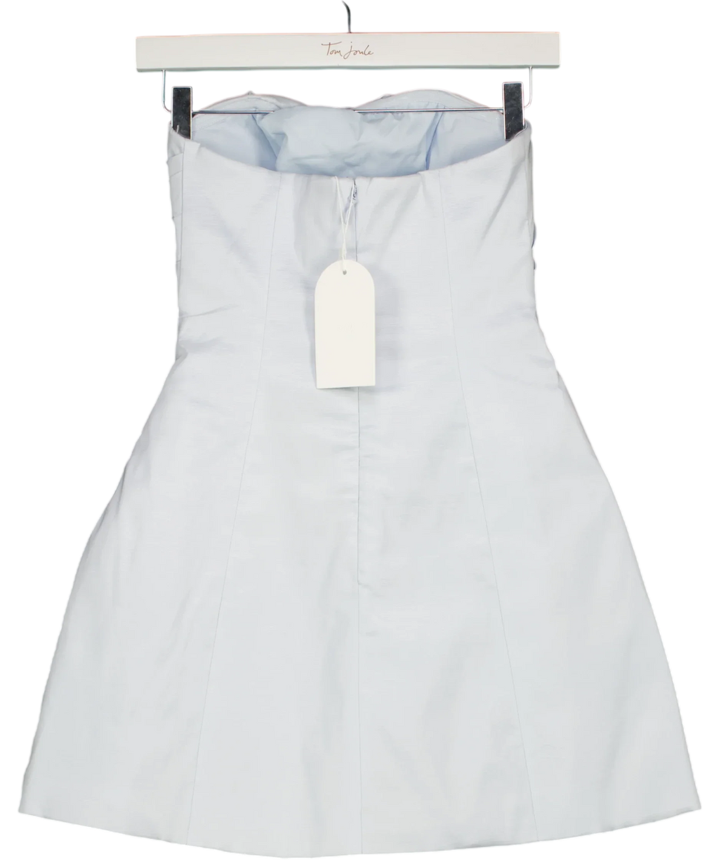 Meshki Blue Gathered Taffeta Mini Dress UK XS — Back