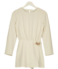 ZARA Gold Chain Draped Crepe Playsuit Cream UK XS