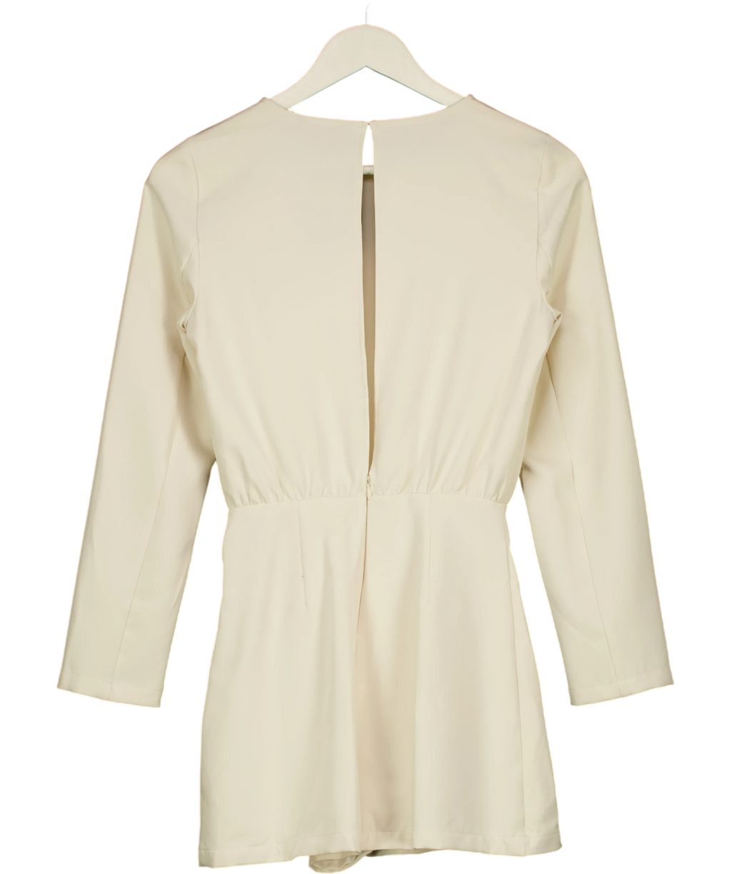 ZARA Gold Chain Draped Crepe Playsuit Cream UK XS