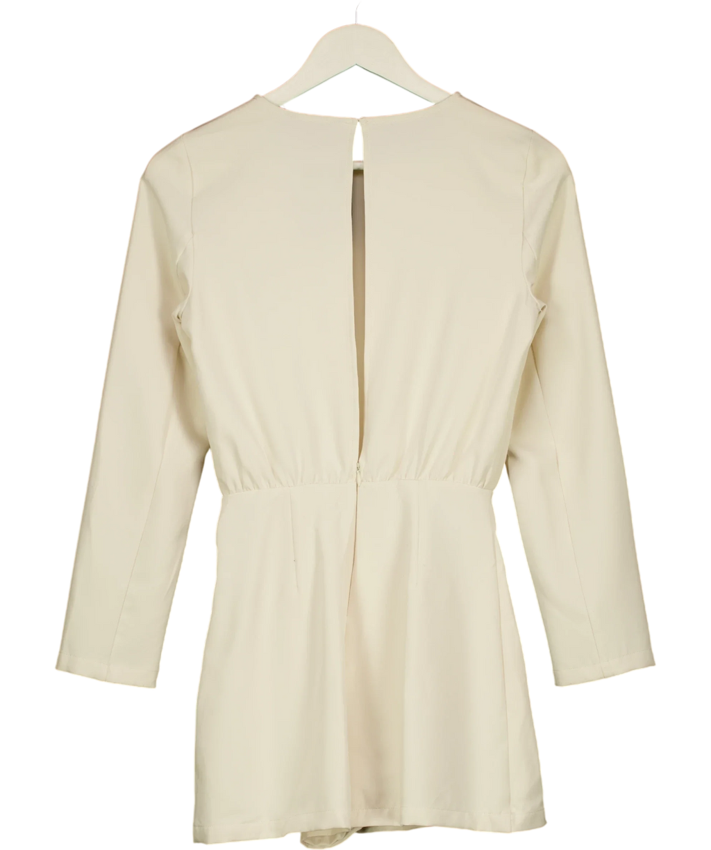 ZARA Gold Chain Draped Crepe Playsuit Cream UK XS