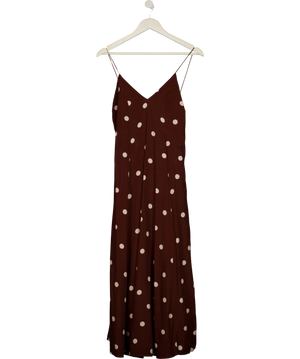 Sezane Brown Giuseppa Dress  Ecru Polka Dots On Chocolate Print Fr34 UK 6